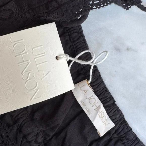 ULLA JOHNSONNew York Freya Black Midi Dress in black eyelet with lace size 0